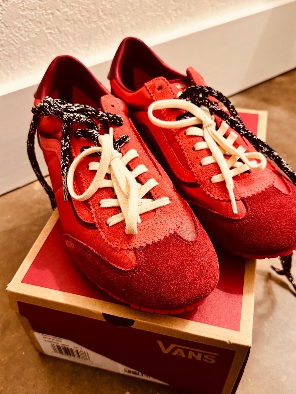 Vans Super LowPro Red Suede & Canvas Low-Top Sneakers with Cream Laces